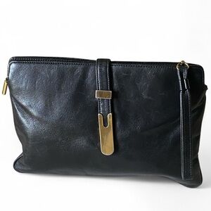 MEYERS Vintage Leather Oversized Clutch/Wristlet Gold Hardware Size 10 x 7.5”